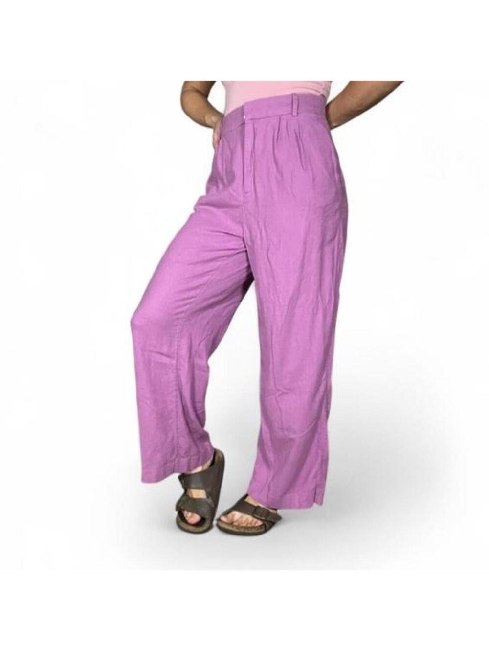 Abercrombie & Fitch Purple Linen Blend Trousers